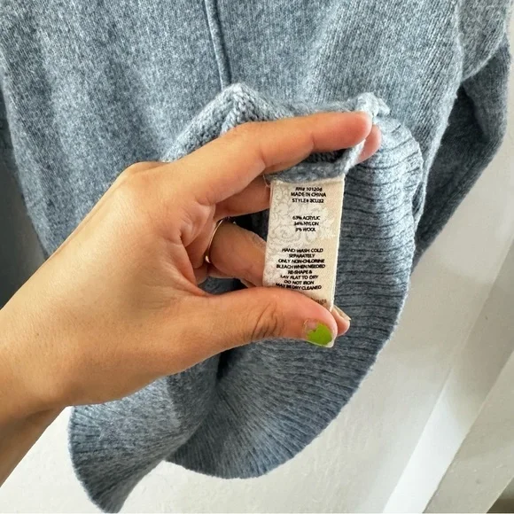 Soft Surroundings Heathered Wool Blue Turtleneck Tunic Sweater Pockets Relaxed S - Picture 6 of 9